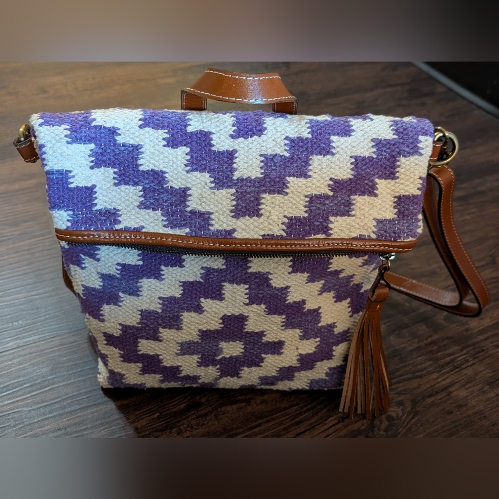 Patricia Nash Purple and Cream Patterned Backpack